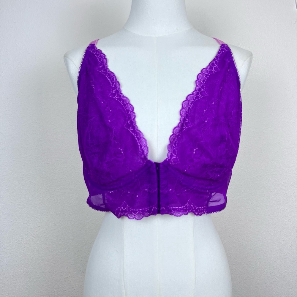 Gossard Bra Womens Thirty Eight DDD Lace Front Clasp Racerback Sexy Purple
